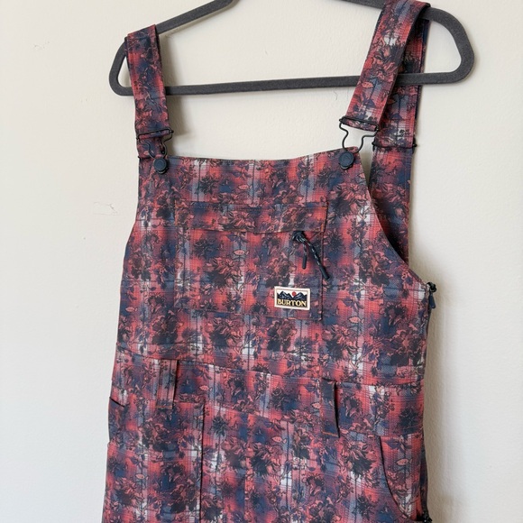 Burton Red and Black Plaid Snow Bib Overalls - Picture 2 of 7